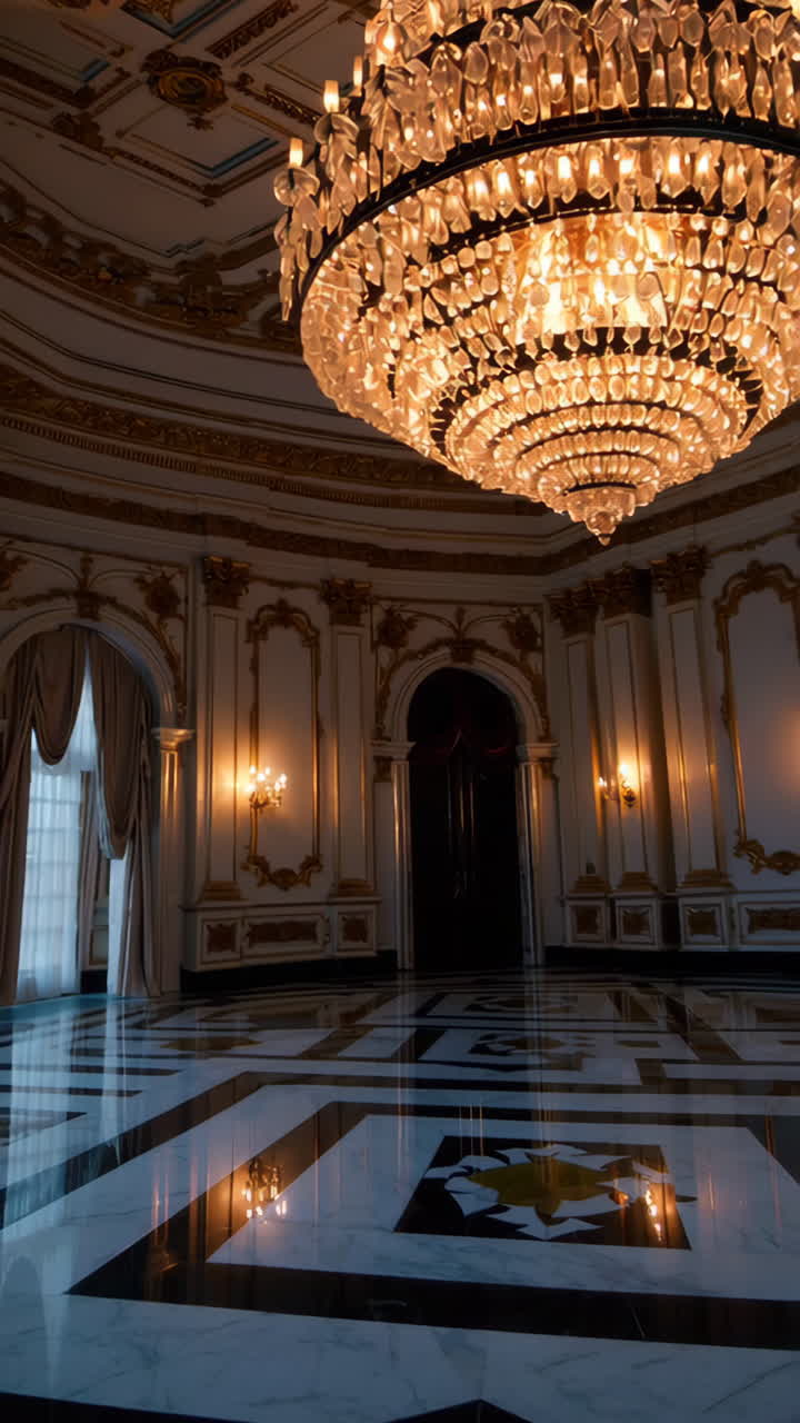 Opulent Palace Hall with Stunning Chandelier