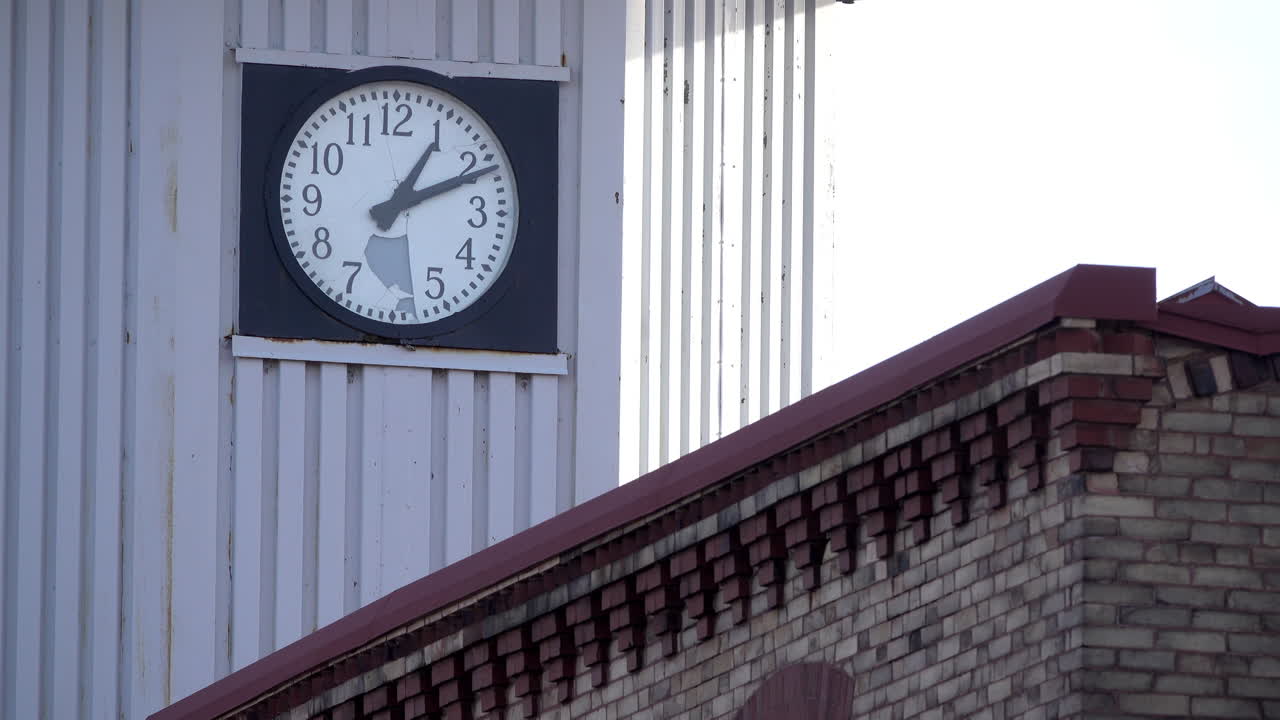 Close-up of clock on guard tower at Eastern State Penitentiary