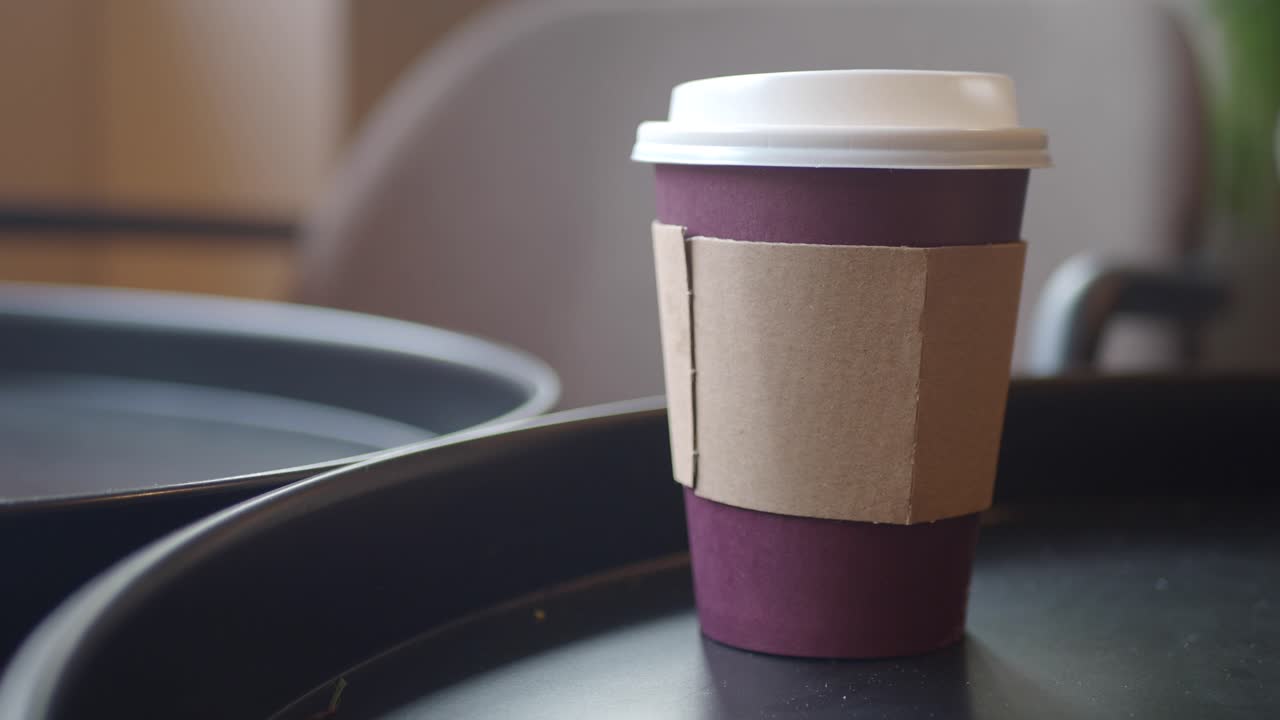 Close-up of a Disposable Coffee Cup on a Table