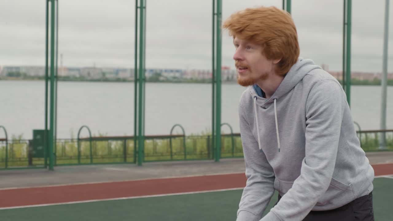 Basketball players at the court