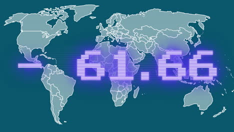 animación del mercado de valores en el mapa del mundo.
