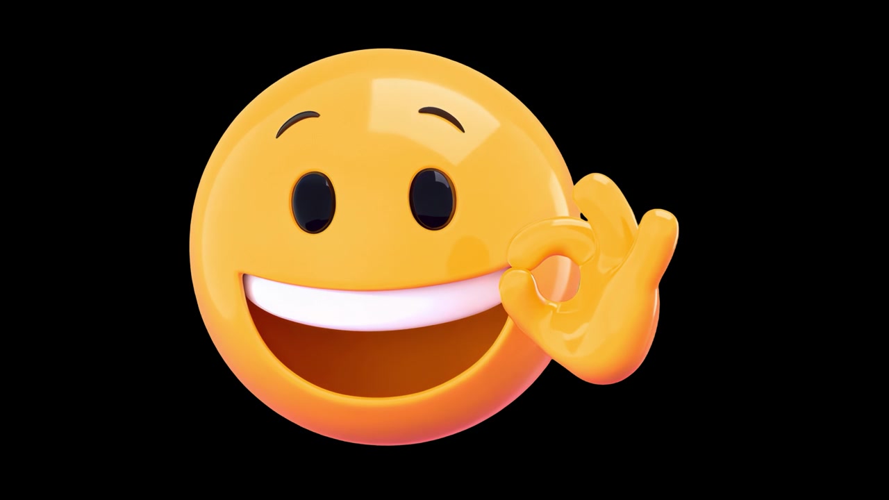 Emoji giallo animato con il gesto della mano dell'OK