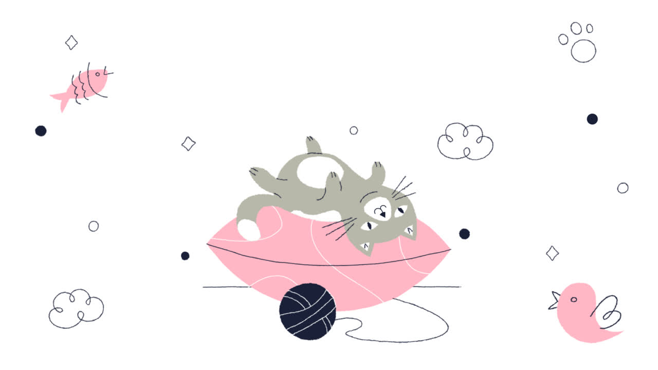 평평한 국제 고양이 날의 모션 그래픽 인스타그램 스토리 컬렉션