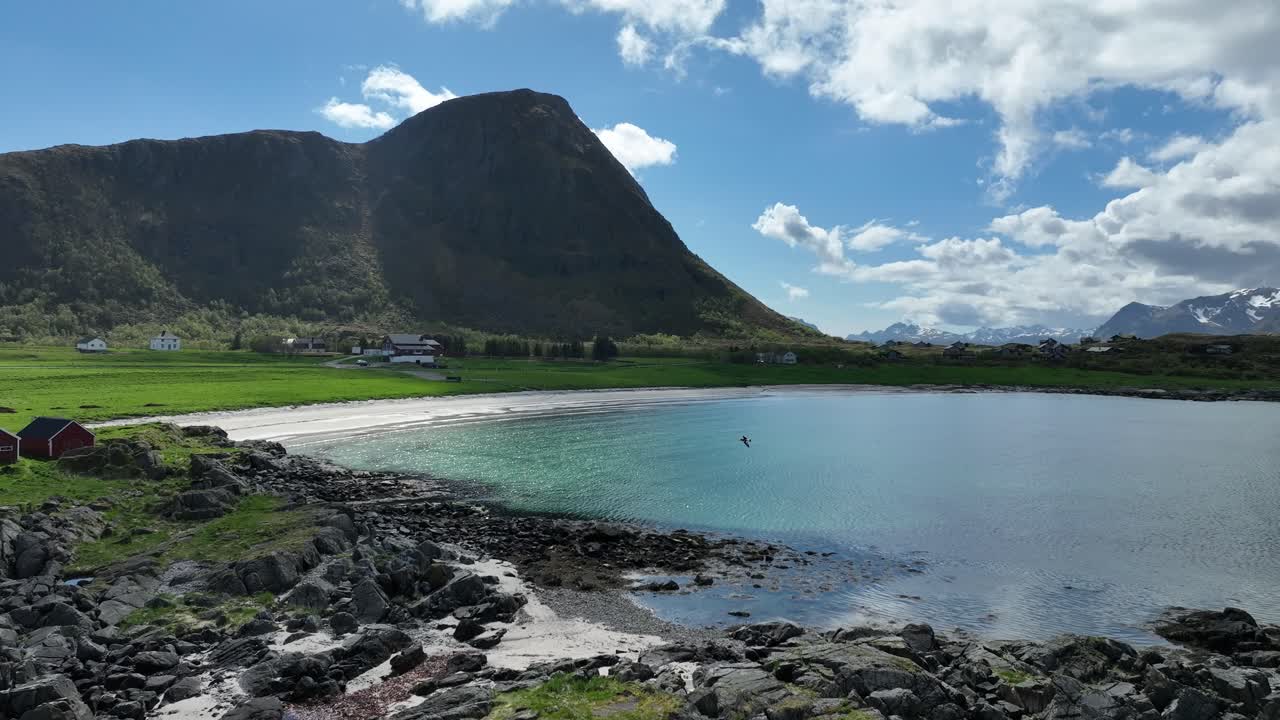 Beautiful landscape of a beach, mountain and sea