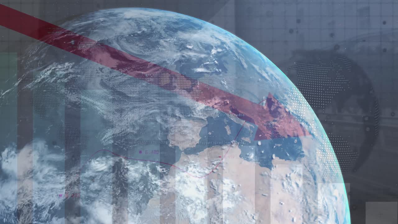 анимация обработки статистических данных по земному шару и карте мира по улице.