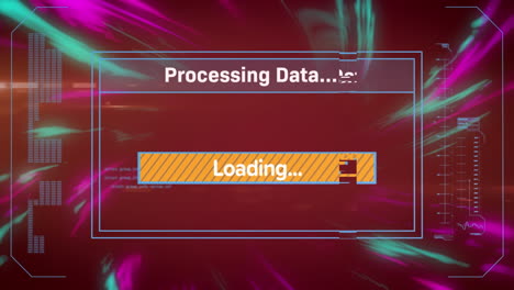 animación del procesamiento de datos sobre fondo rojo