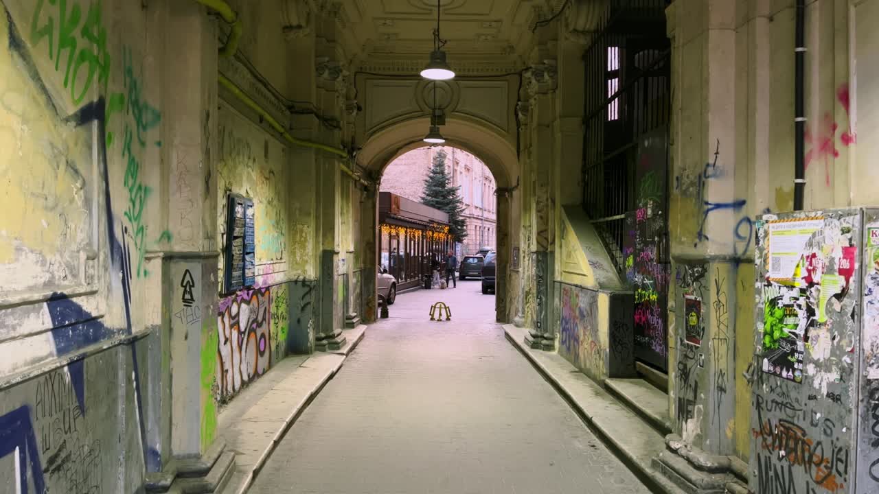 오래된 거리 집 건설 역사적인 lvov