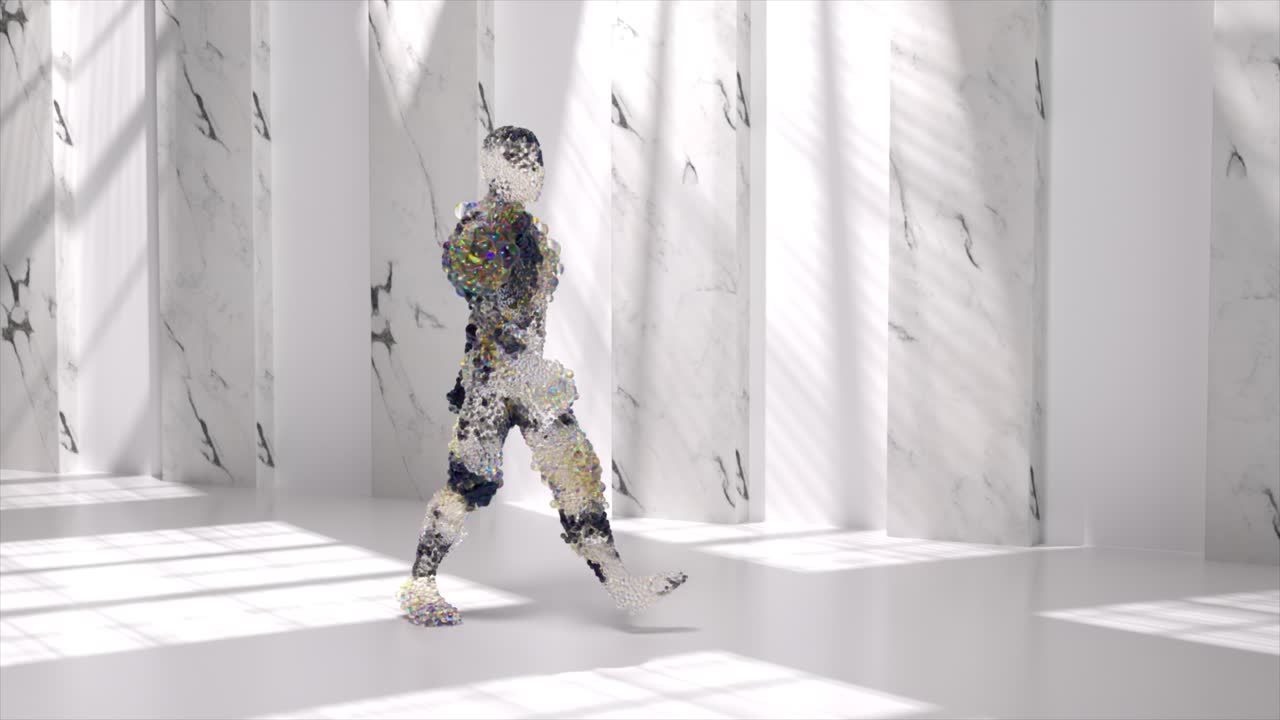 현대적인 대리석 인테리어에서 는 추상적인 남자