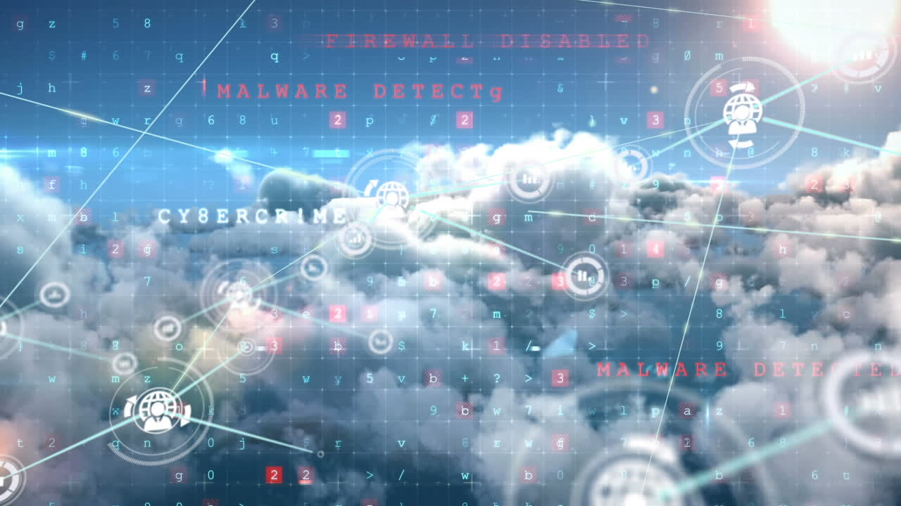 구름 위의 아이콘으로 연결 네트워크의 애니메이션