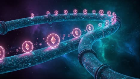 ethereum cryptocurrency flow in a digital pipeline