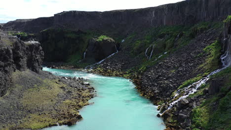 icelandic waterfalls and turquoise river