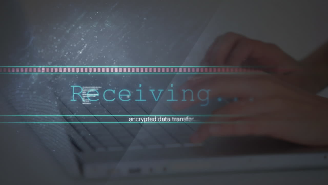 Animation of data processing over businesswoman in office