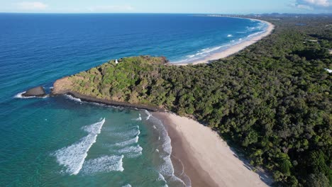 Fingal-Headland-Waves-Breaking--Tasman-Sea---New-South-Wales--NSW---Australia---Aerial-Shot