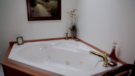 una bañera con un grifo de latón