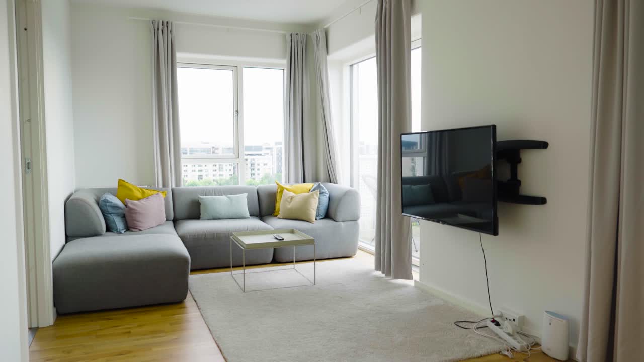 Modern and Cozy Apartment Living Room with City View