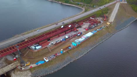 bridge construction project over river