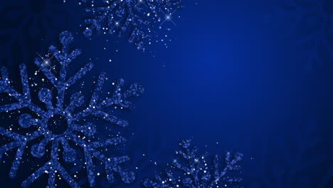 blue christmas background with shining snowflakes shape. merry christmas card with copy space. looped.