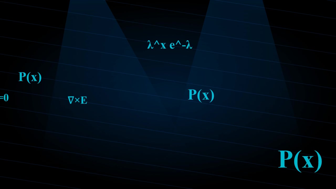 Abstract Mathematical Formulas Floating in Dark Digital Space