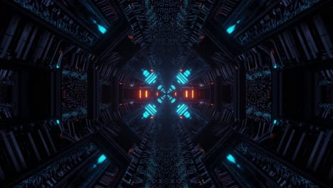 symetric scifi neon tunnel seamless loop animation 3d render.