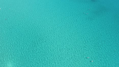 people relaxing in crystal clear turquoise blue water in mediterranean