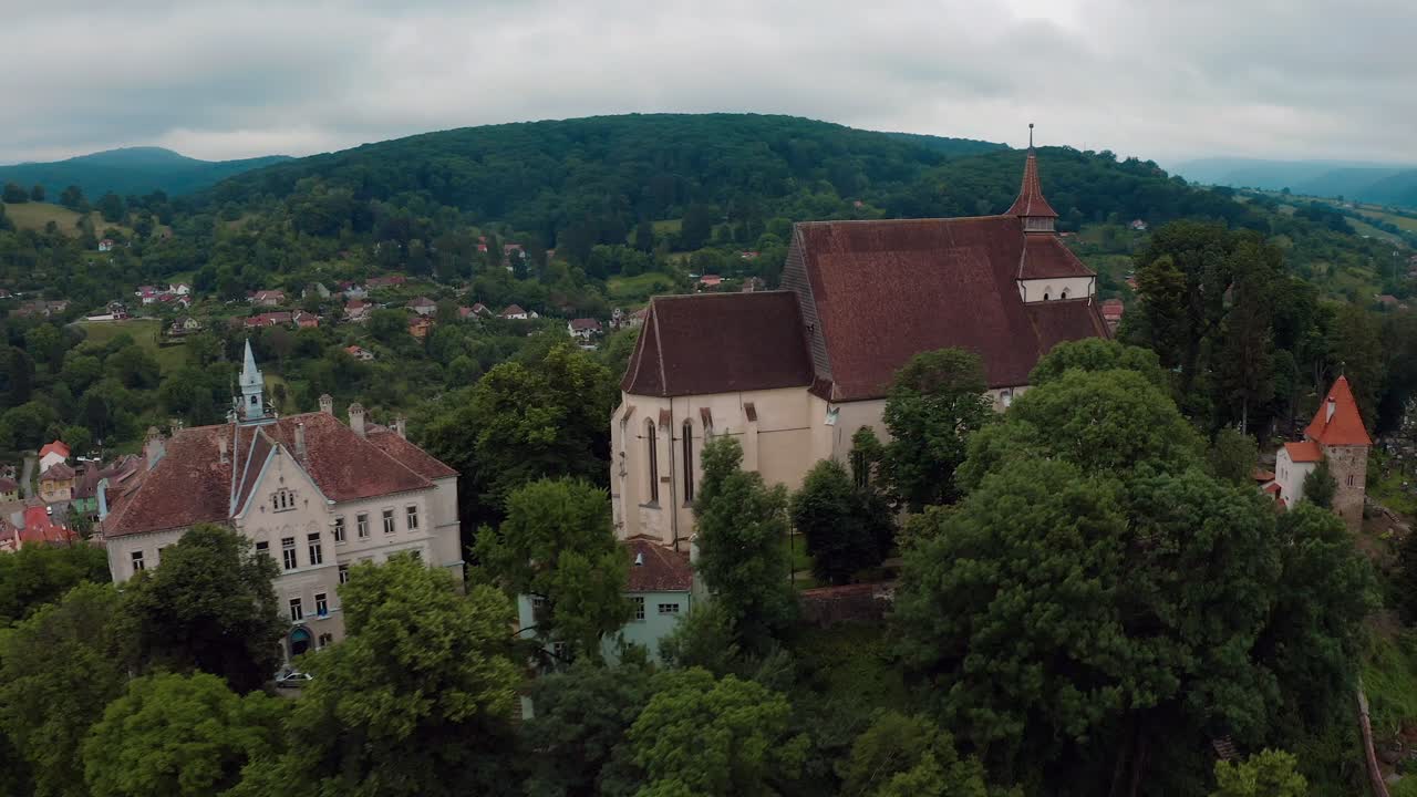 Sighisoara Citadel, Romania with church on the hill