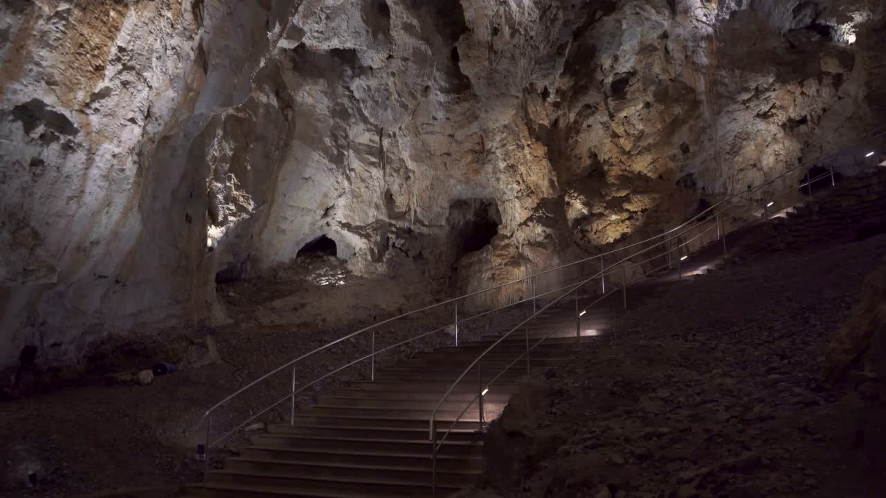 Demanovska Cave Of Liberty In Low Tatras Slovakia With Stalactites Stalagmites And Underground Waterfall Lake Most Visited Cave In Slovakia Natural Limestone Formations Captured In Cinematic 4K