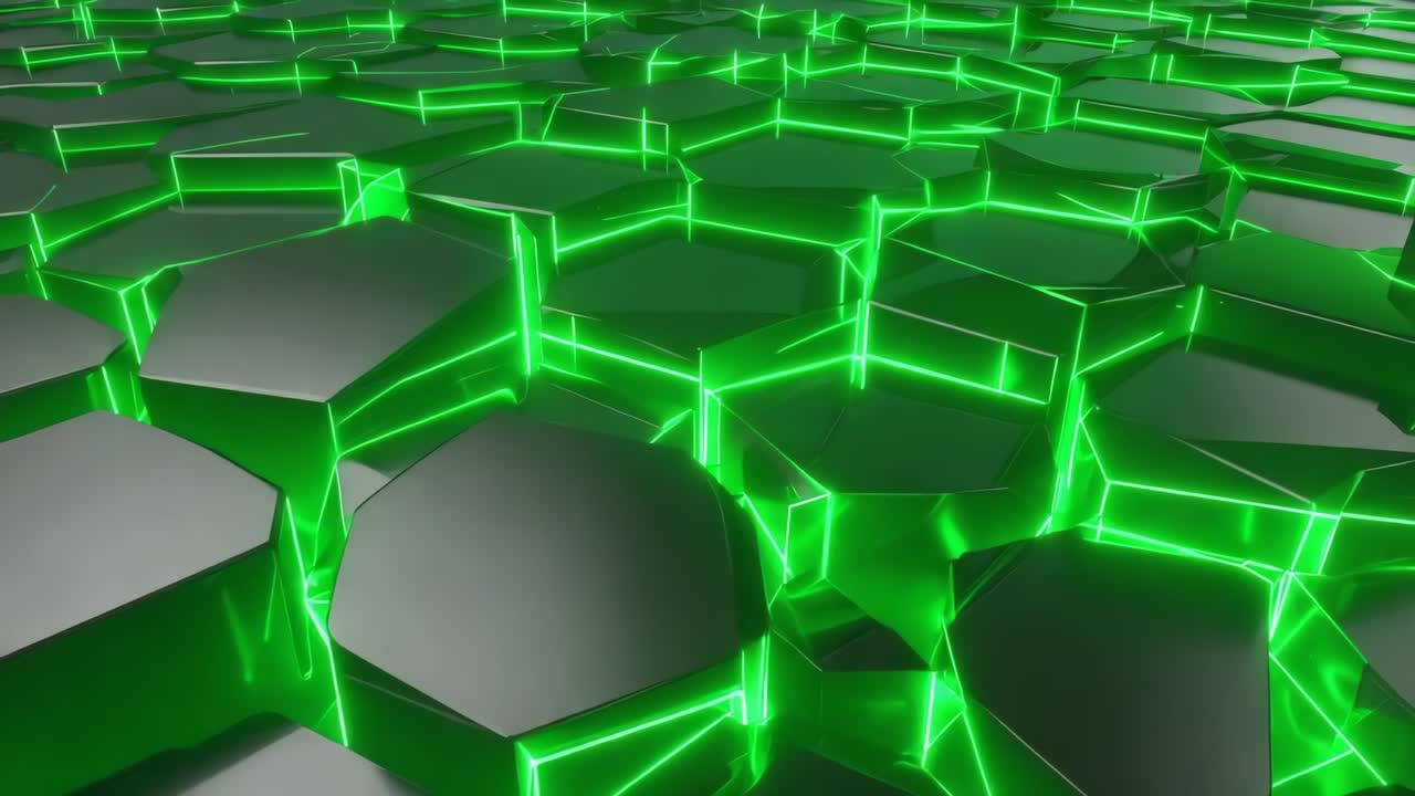 Abstract Glowing Green Hexagon Background