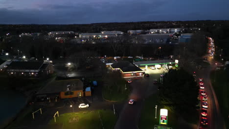 Luftbild-Einer-Tankstelle-Am-Billing-Aquadrome