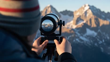 exploring majestic peaks: a journey through nature's beauty with a telescope, capturing stunning mountain landscapes and breathtaking views of the wilderness