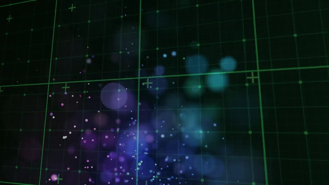 화면과 그리드 배경 위의 조명과 마커의 애니메이션