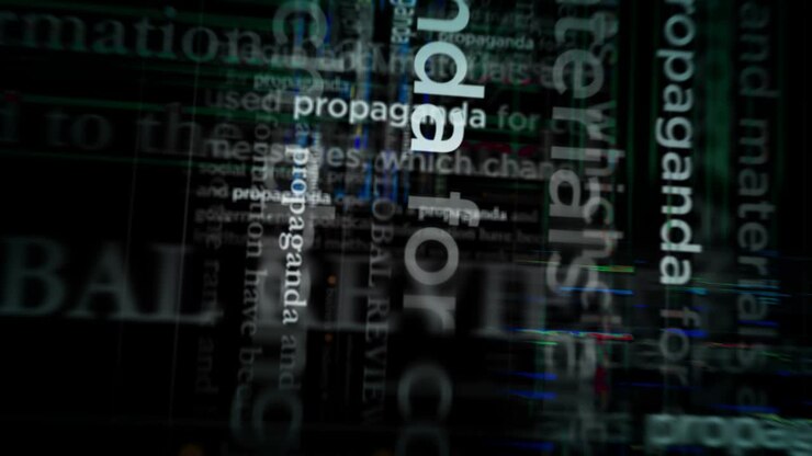 Mídia de títulos de notícias com propaganda em telas em loop contínuo