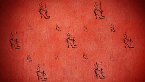 Animation-of-high-heels-repeated-on-red-background