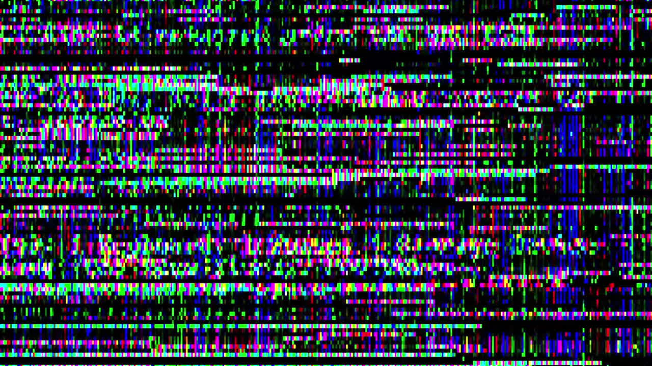 Digital Glitch Effect with Flickering Colorful Lines