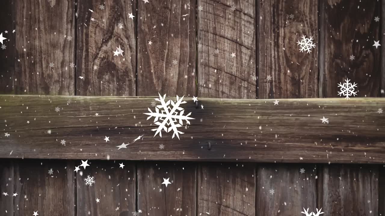 나무 배경 에 떨어지는 크리스마스 눈송이 의 애니메이션