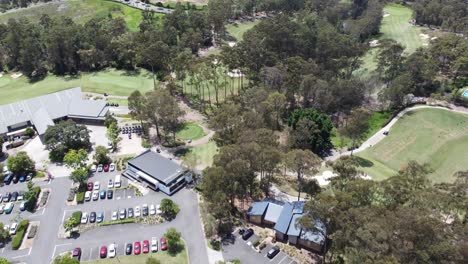 aerial view of a golf course and country club