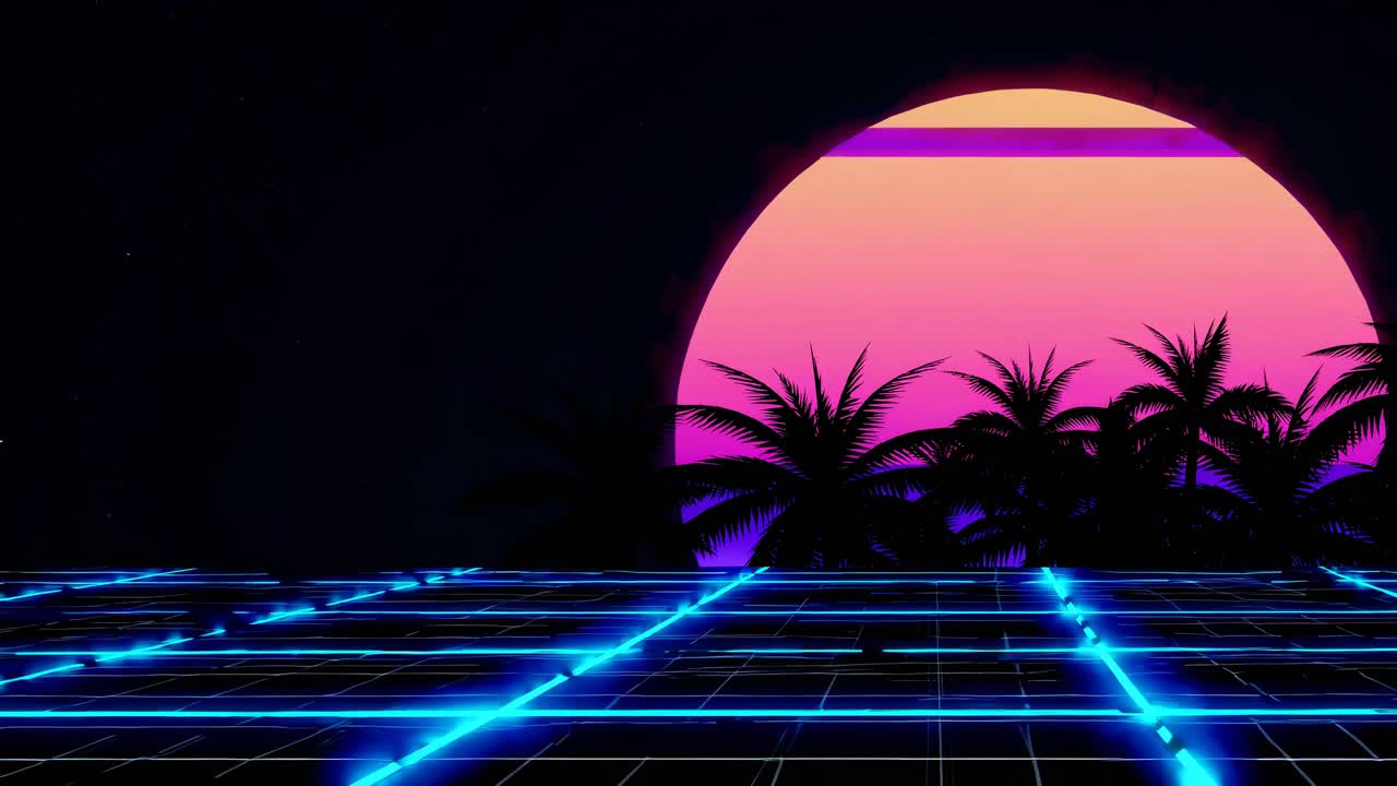 레트로 미래의 일몰 장면