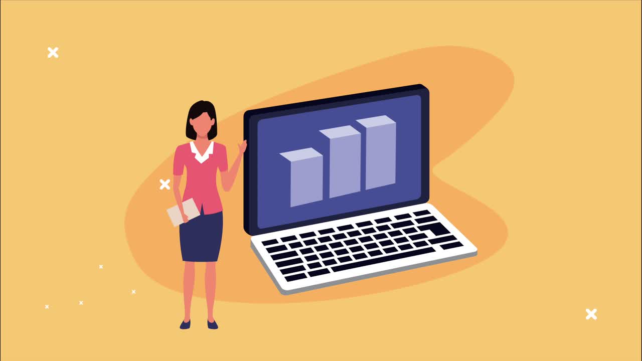 laptop device with businesswoman ecommerce technology