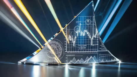 abstract data visualization in a triangular prism