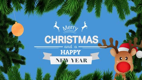 Animation-of-christmas-greetings-over-blue-background