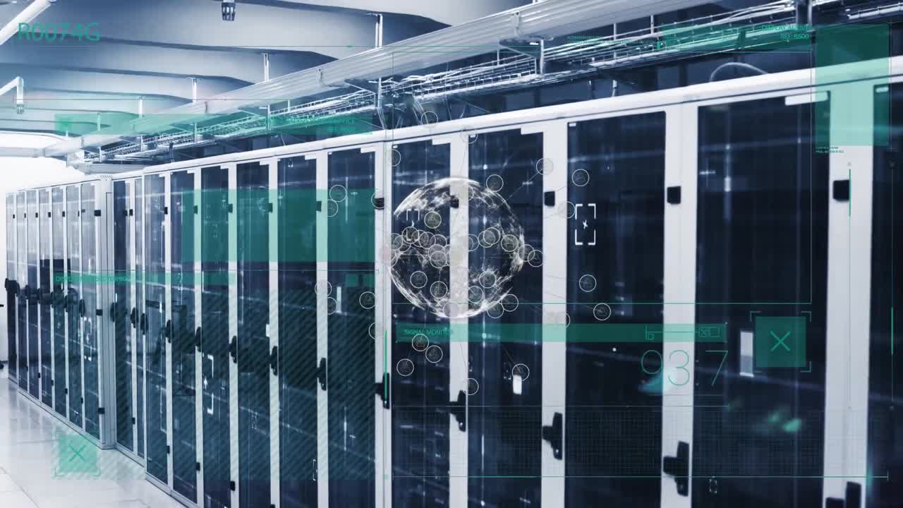 Animation of globe over connections and servers