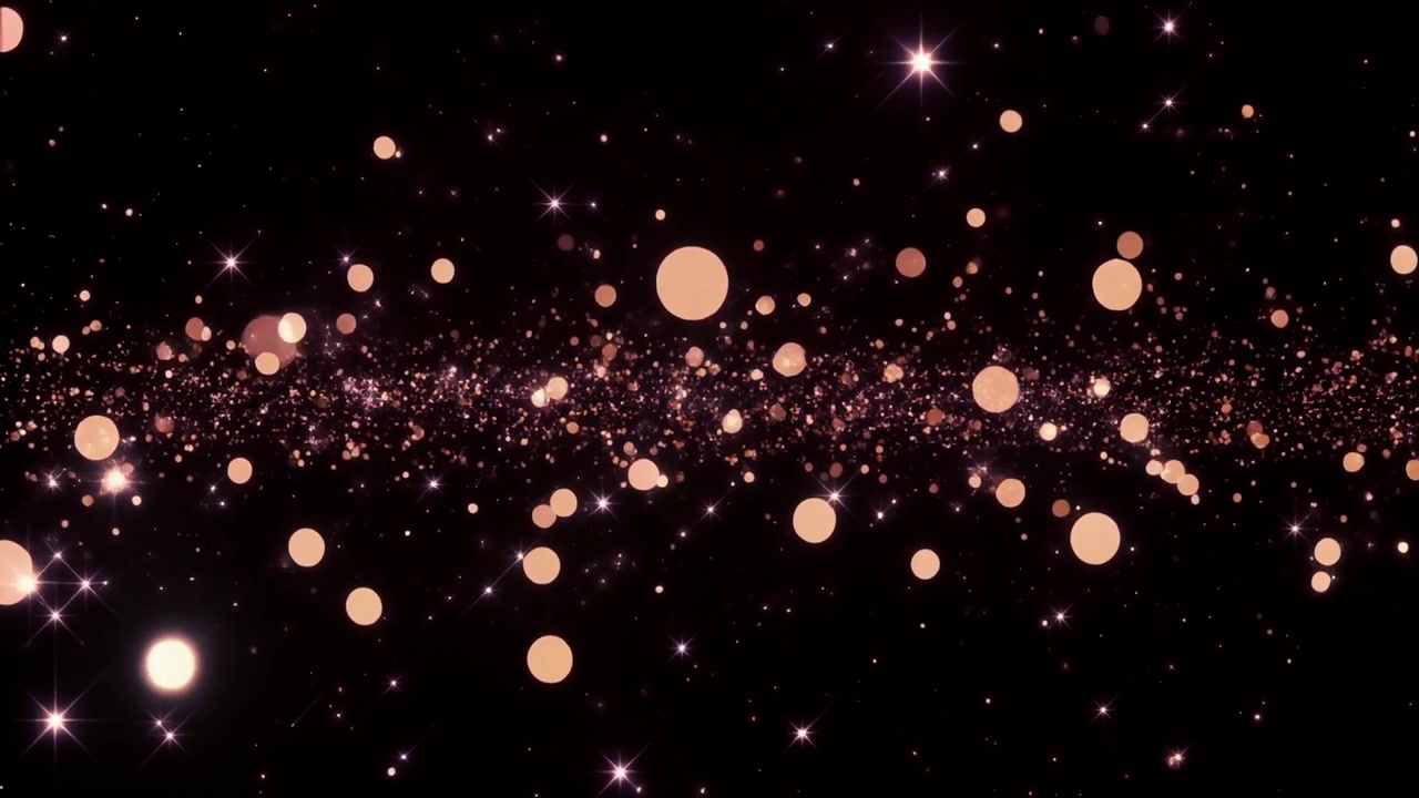 Abstract Background of Floating Rose Gold Glitter Particles