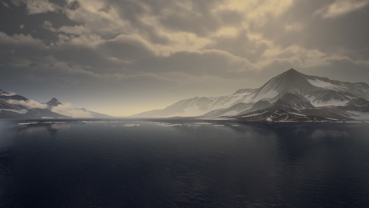 Mountains covered with ice in Antarctic landscape