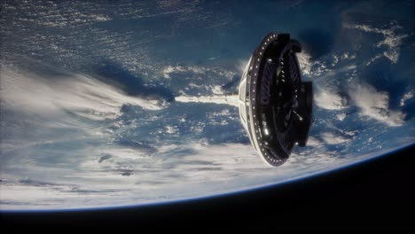 futuristic space satellite orbiting the earth