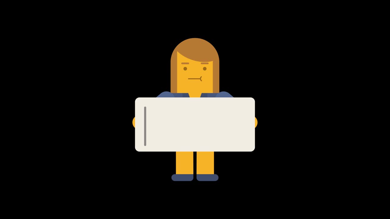 Business woman holding positive and negative business graph. Alpha channel