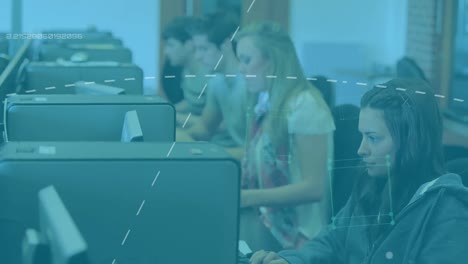 animación del procesamiento de datos sobre los estudiantes que usan computadoras
