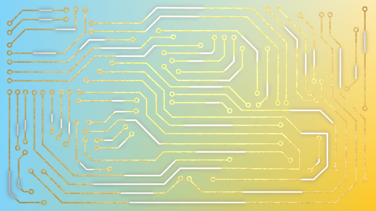 animación del enchufe del procesador sobre fondo azul y amarillo