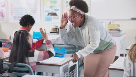 classroom scene with teacher and students