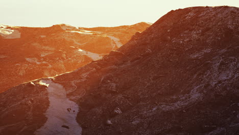 winter mountain landscape at sunset