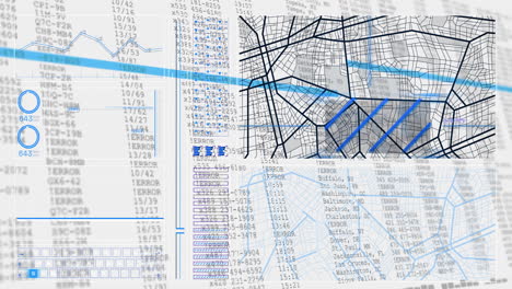 urban planning analysis with digital map overlaying data charts and graphs