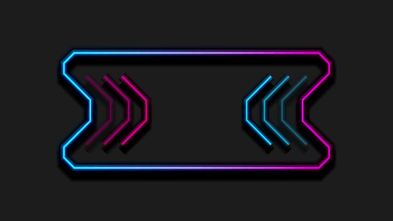 marco de neón con flechas señal de tecnología de video animación